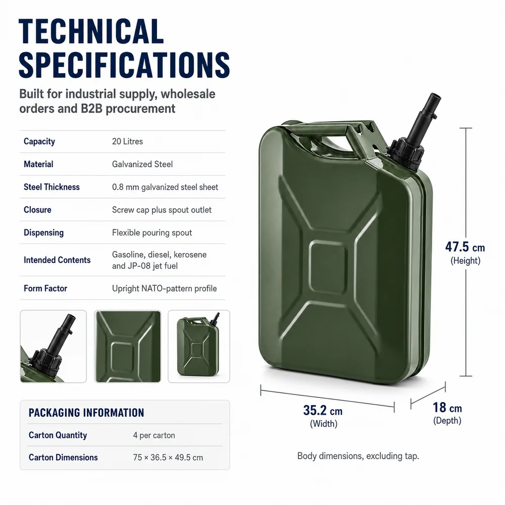 20L Steel Fuel Tank with Spout — view 3