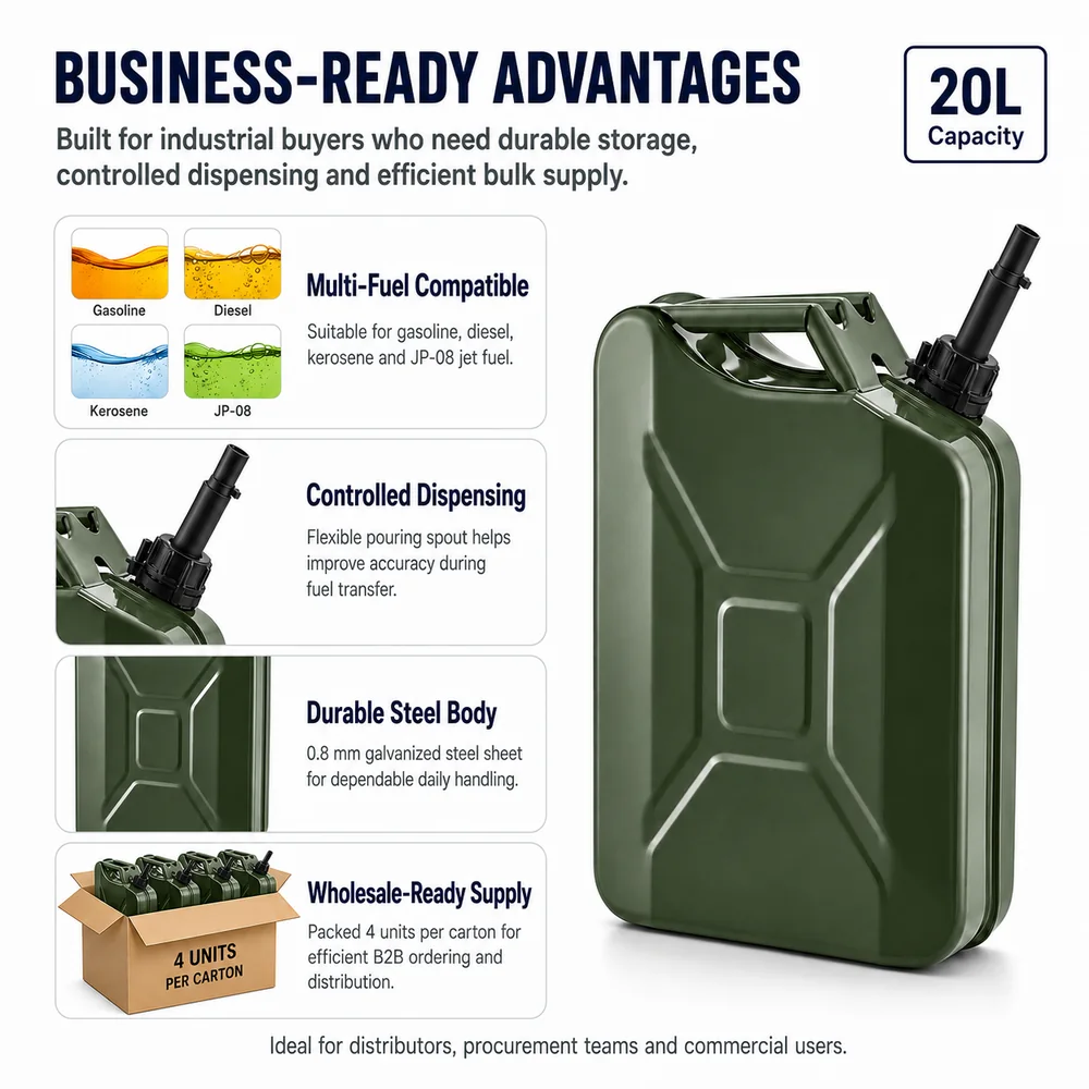 20L Steel Fuel Tank with Spout — view 4