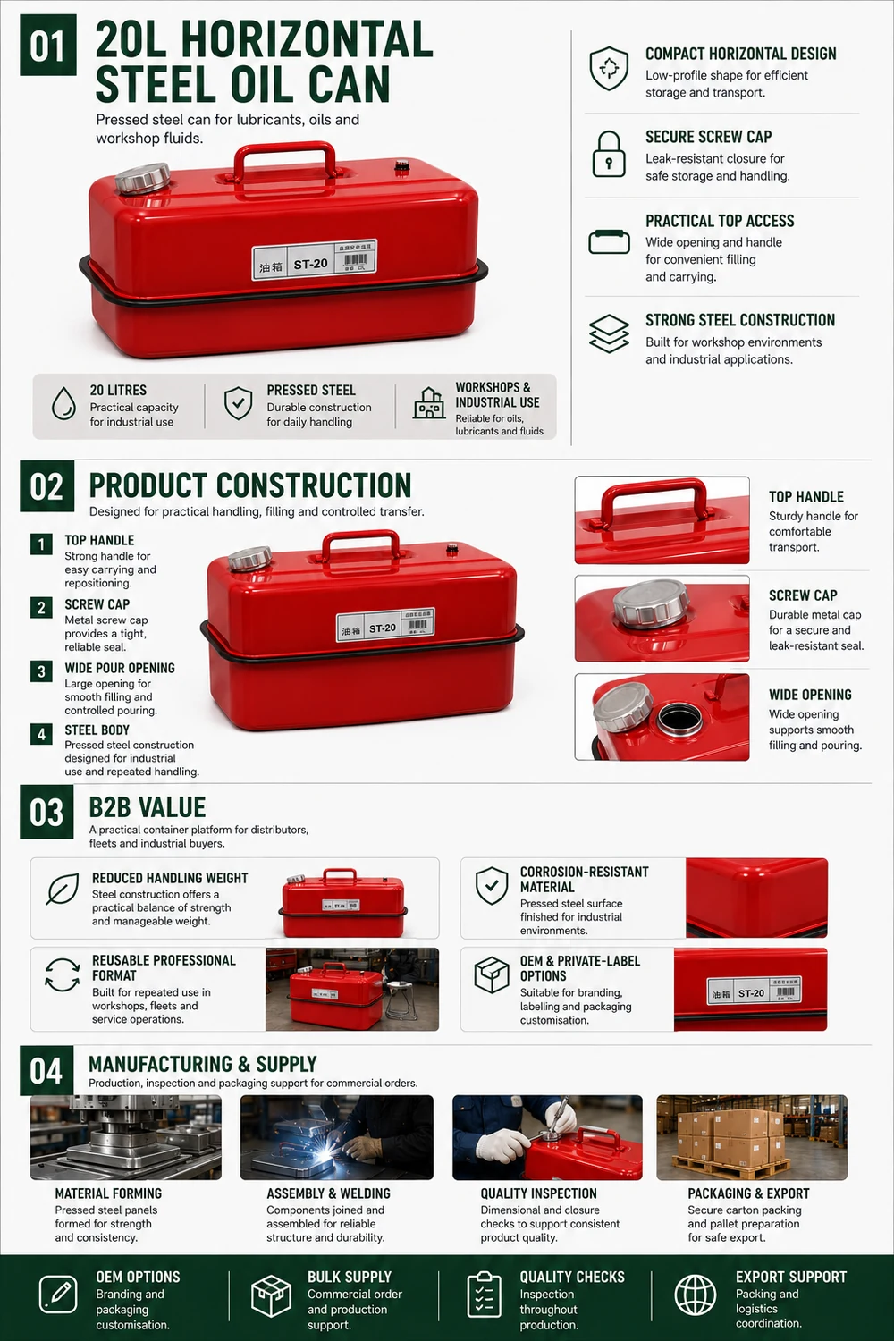 20L Steel Oil Tank — illustrated overview 1: construction, specification and applications
