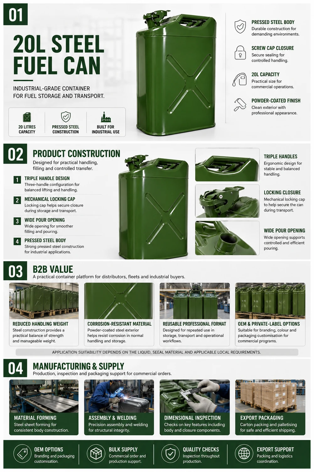 20L Upright Steel Fuel Tank — illustrated overview 1: construction, specification and applications