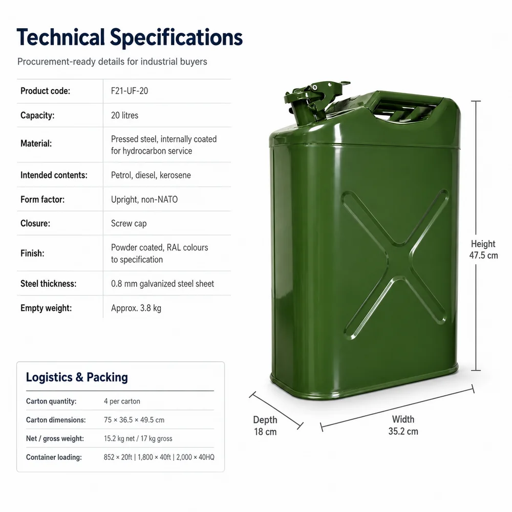 20L Upright Steel Fuel Tank — view 4