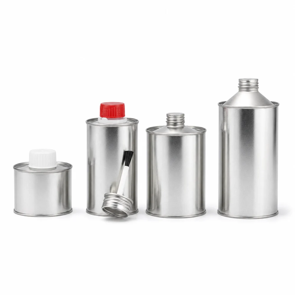 Dauber, Brush-in-Cap & Cone Top Tin Cans