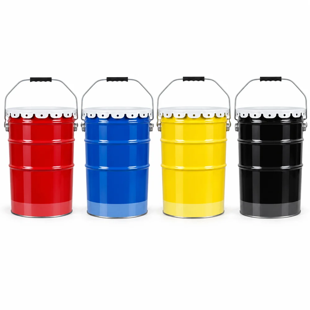 Metal Pail with Flower Lid or Lever Ring, 4L to 35L — view 8