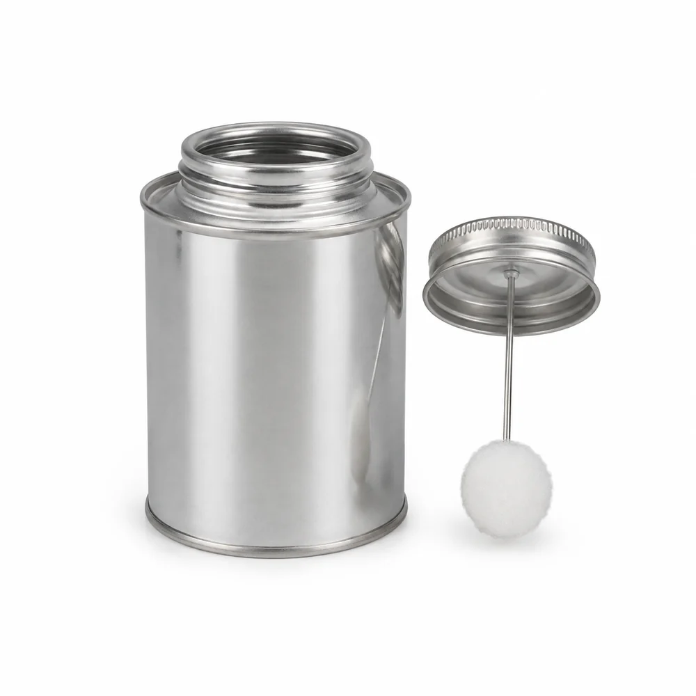 Dauber, Brush-in-Cap & Cone Top Tin Cans — view 2